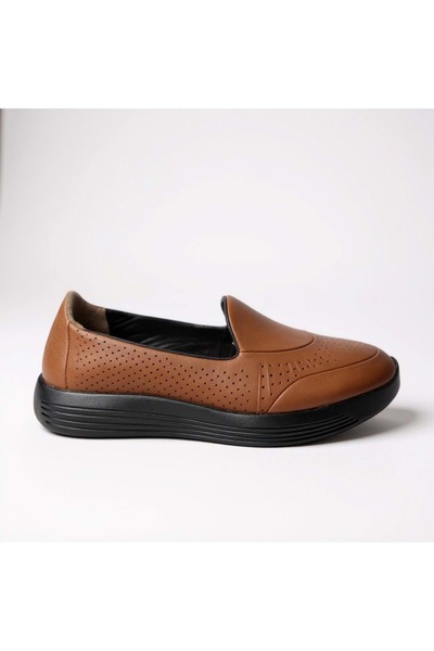 ayaktrendi Women's Leather Casual Shoes 4218 - Tan - 39