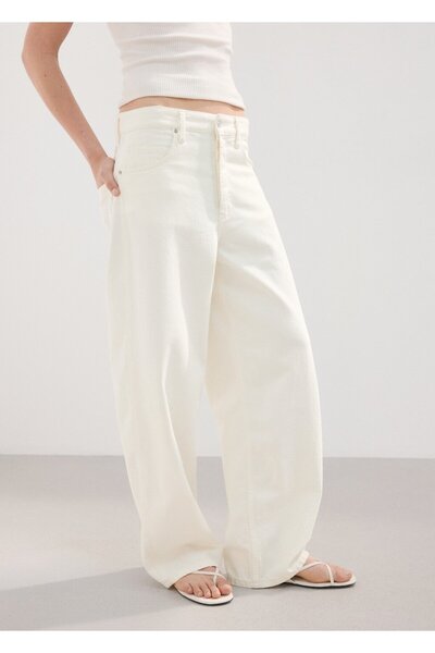 MANGO Woman Yüksek belli balon jean pantolon