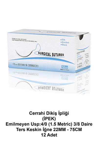 ATEL-SAN Cerrahi Dikiş İpliği (İPEK) Emilmeyen USP:4/0 (1.5 Metric) 3/8 Daire...