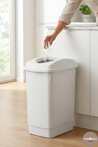 Melkan Home Beyaz Banyo Çöp Kovası 27 Litre Atık Kutusu Cafe Otel Çöp Kovası ...