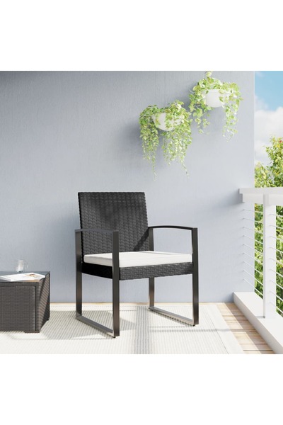 Concept Scaune de bucătărie de grădină, 2 buc., negru, rattan PP