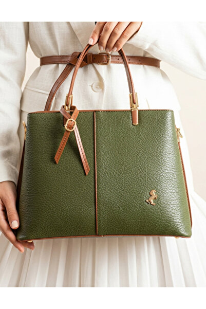 Çanta Trend حقيبة ميامي بولو خضراء اللون بثلاثة أقسام وحزام طويل متقاطع للكتف...