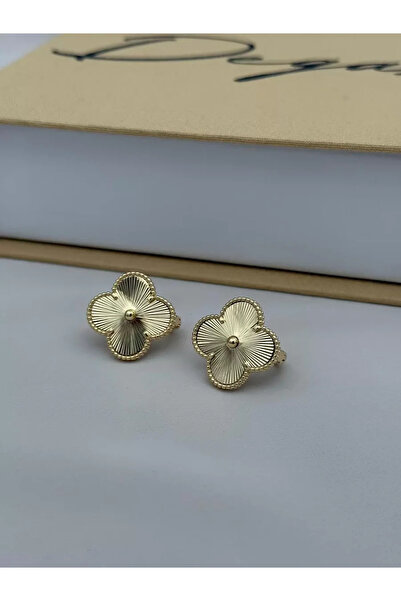 Luseda Kararmaz Vip Gold Large Flower Figured Women's Earrings