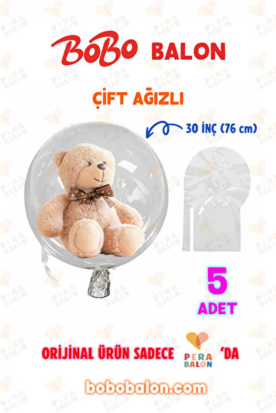 Blur Home BOBO Balon Çift Ağızlı 30 İnç (76 cm) Dev Şeffaf Esnek (5'li Paket)...