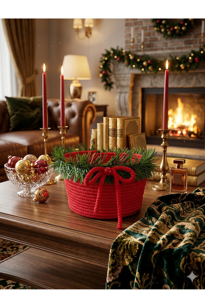bayram taşcıoğlu home desing Kırmızı Hediyelik Sepet. Garlandlı Yılbaşı Yeni ...