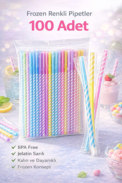 Fotografyabaskı Renkli Körüklü Jelatinli Frozen Pipet 100 Lü Paket