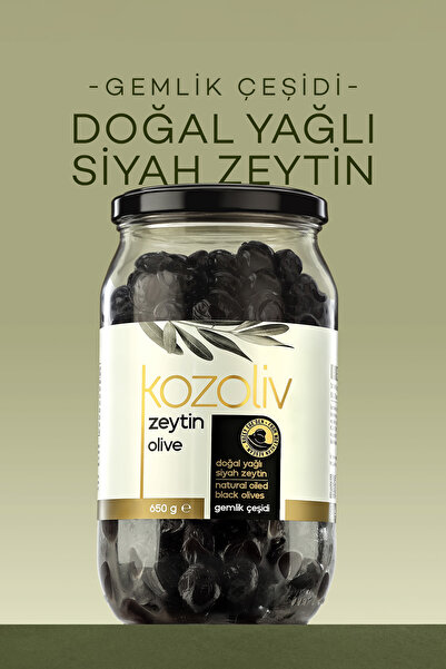kozoliv Doğal Gemlik Çeşidi Yağlı Siyah Zeytin 650 gr Cam Kavanoz