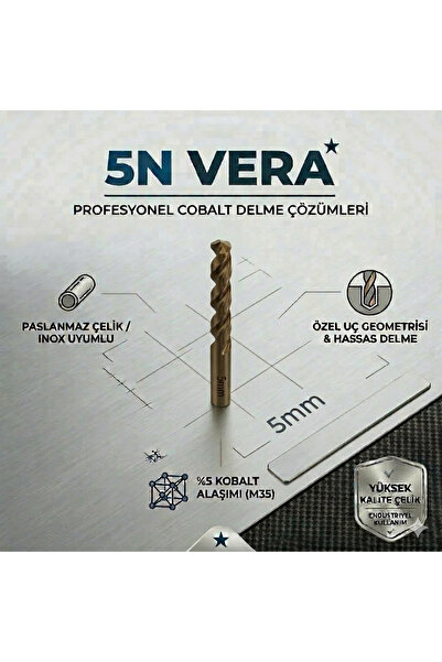TITEX HSS Co M35 Matkap Ucu 5 mm İnox Kobalt Paslanmaz Çelik Delme