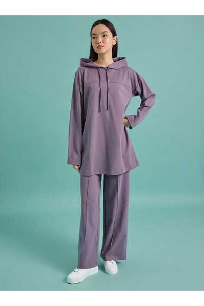Benin Set de trening cu glugă și cusături decorative - Lavanda -