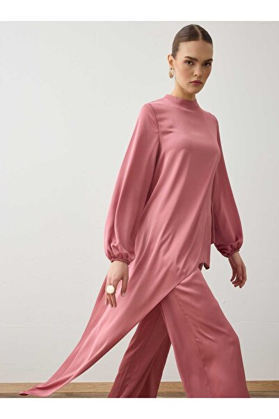 Refka Σατέν Υφασμάτινο Ασύμμετρο Κομμένο Τούνικ & Παντελόνι Σετ Δύο Τεμαχίων ...