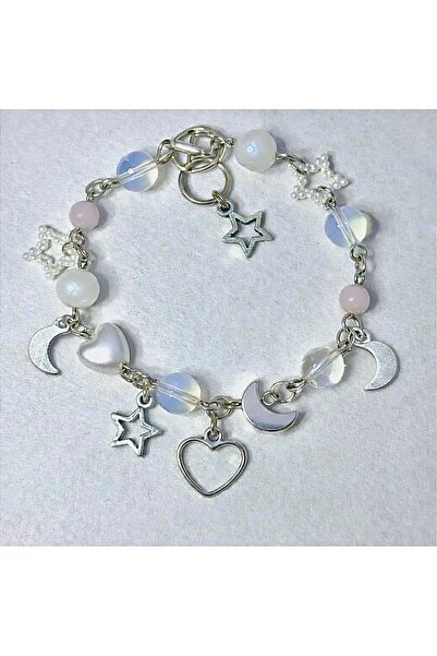 sleyshop pembe kuvars aytaşı opal doğal taş bileklik