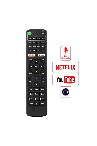 Dreamstar Android Netflix-Youtube Tuşlu Uydu Kumandası - Ses Komutlu