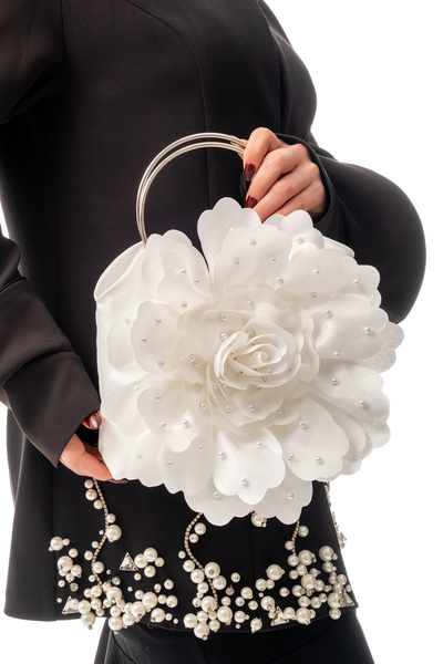 GUSTELLO Perla |   Pearl Embellished Large Flower Design Evening Dress Ç Bag ...
