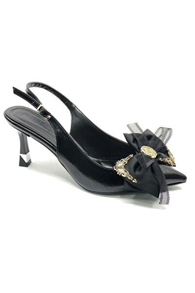 Kocamanlar Ayakkabı Feles Satin Bow Detail Open Back Stiletto Women's Heeled ...