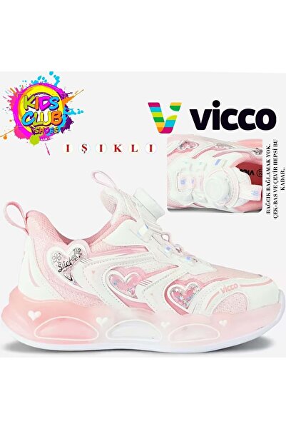 Vicco Benetti Akıllı Bağcıklı Işıklı Ortopedik Çocuk Spor Ayakkabı PUDRA