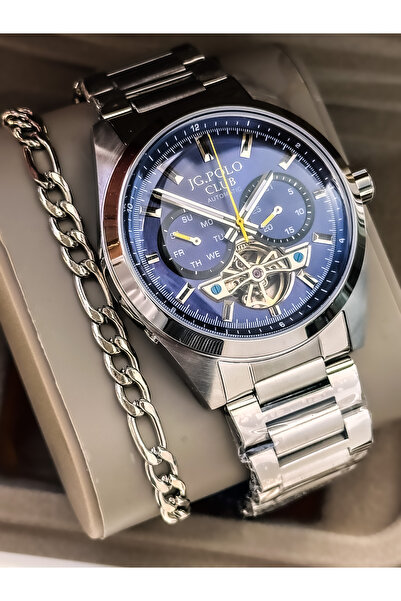 JG. Polo Club Erkek OTOMATİK Saat (Pilsiz),Fonksiyonlu,Lacivert -Gümüş,Kasa K...