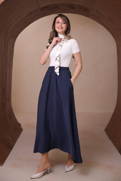 Balenbi Fusta de damă basic cu talie elastică modal țesut 1204