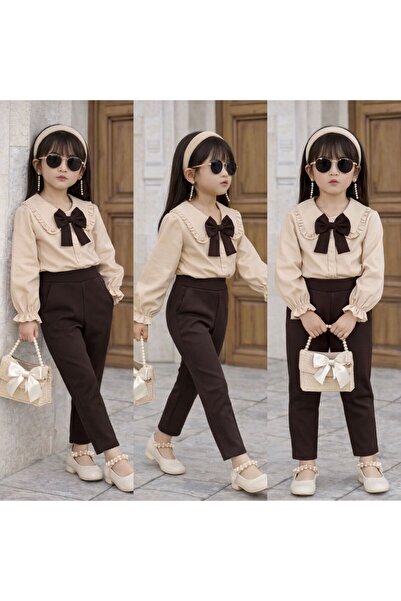 KOKOŞ BEBEK Girl's Classic Stylish Strap Pants and Shirt Set – Age 2/10 – 316...
