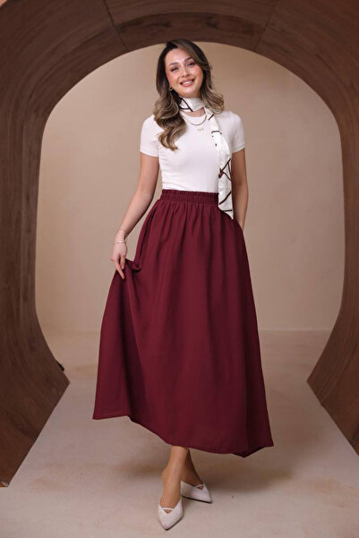 Balenbi Fusta de damă basic cu talie elastică modal țesut 1204