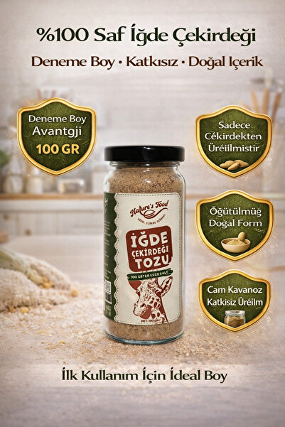 NATURES FOOD Sadece İğde Çekirdeği Tozu 100 gr – %100 Saf Çekirdekten Öğütülmüş