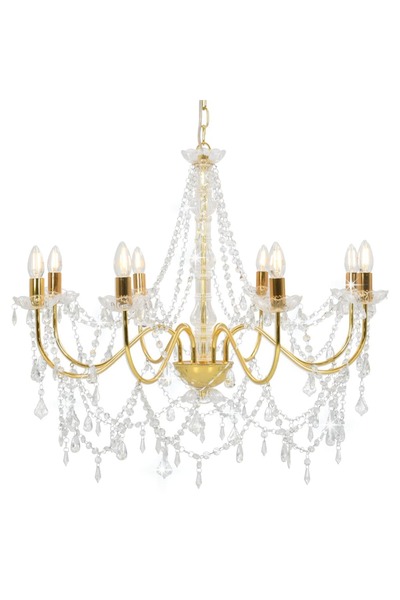 Concept Candelabru cu mărgele, auriu, 8 becuri E14