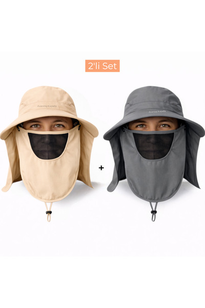 Mustran Set of 2, UV Protective Detachable Masked Unisex Sun Hats, Outdoor Fi...