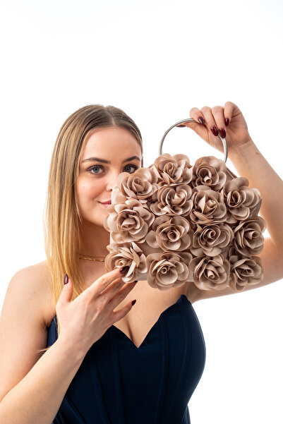 GUSTELLO ΡΟΖΑΛΙΑ |   Ασημί Μεταλλικό D Με χερούλι Βραδινό Φόρεμα με Σχέδιο Υφ...