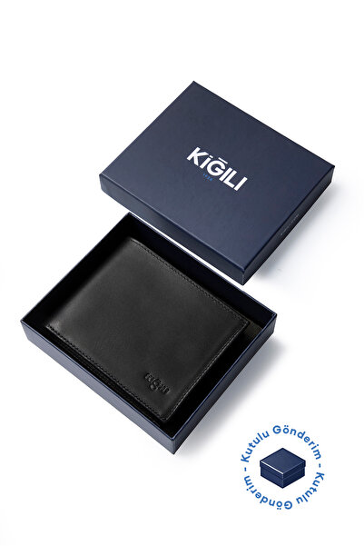 Kiğılı Gift Box with Flat Money Compartment Genuine Leather Card Holder Wallet