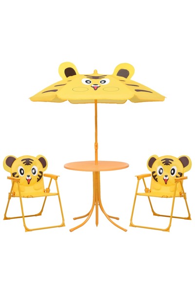 Concept Set bistro de grădină pentru copii, cu umbrelă, 3 piese, galben
