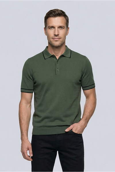 Kiğılı Regular Fit Striped Detail Polo Neck Knitwear T-Shirt