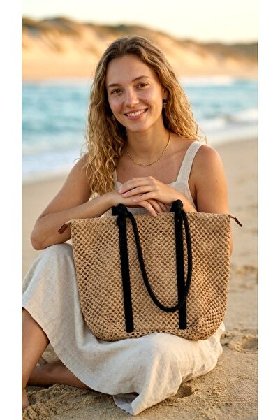 LAGRANZE Large Size Straw Beach Bag Women's Mesh Textured Summer Casual Women...