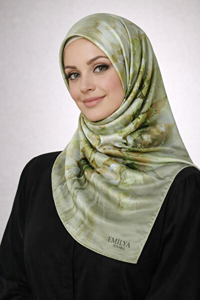 mim eşarp إميليا رايون وشاح منقوش بالزهور مقاس 90x90 سم