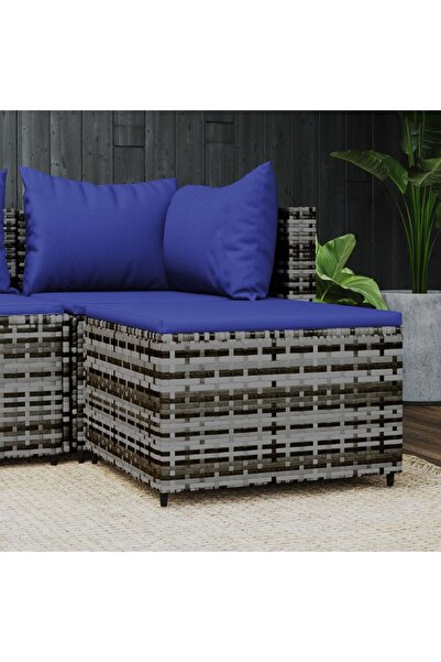 Concept Taburet de grădină cu pernă, gri, poliratan