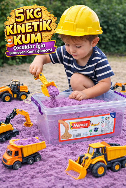 HEROES 5 Kg Mor Kinetik Kum (Dev Boy) - Akışkan ve Dağılmayan Canlı Renk Eğit...