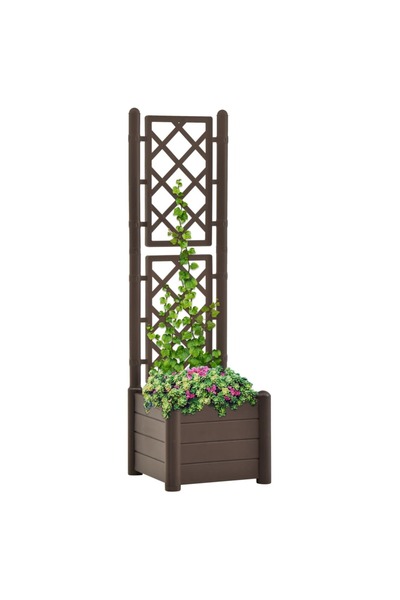 Concept Jardinieră de grădină cu spalier, cafeniu, 43x43x142 cm, PP