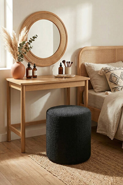 Zem Lines Puf, Teddy Kumaş Siyah