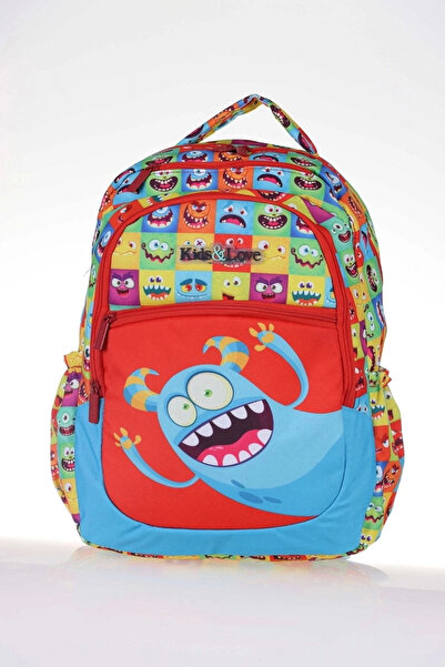 KAUKKO Kids & Love Design Cute Monster Okul Çantası 39x29x16 (l5083)