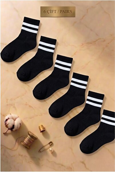 Esinti Συσκευασία με 6 ριγέ Unisex βαμβακερές κάλτσες κολλεγίου