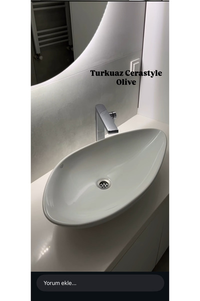 Turkuaz Olive 75 cm Tezgah Üstü Çanak Lavabo