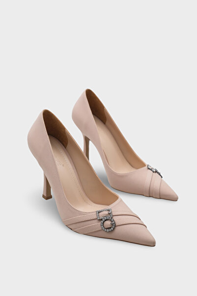 Capone Outfitters Karyl High Heels with Stone Buckle Satin Stylish Stiletto