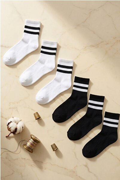 Esinti حزمة من 6 جوارب قطنية مخططة للجنسين
