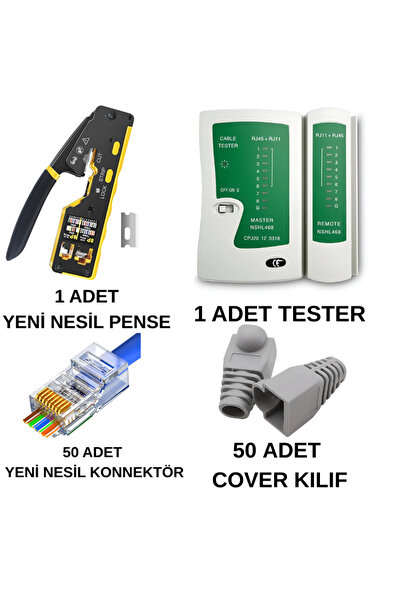 SpeedUF Ez Rj45 Pliers + Network Tester + 50X Cat6 Jacks + 50X Sleeves + Blad...