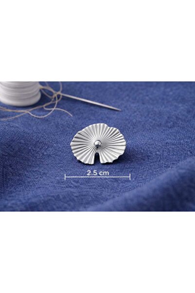 Beyna Özel Tasarım Gümüş Kaplama Metal Düğme 2,5 Cm 1 Paket 5 Adet