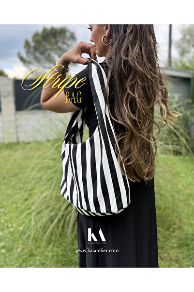 KaiAtelier Stripe Large Size Shopper Bag / Shopping Bag Si