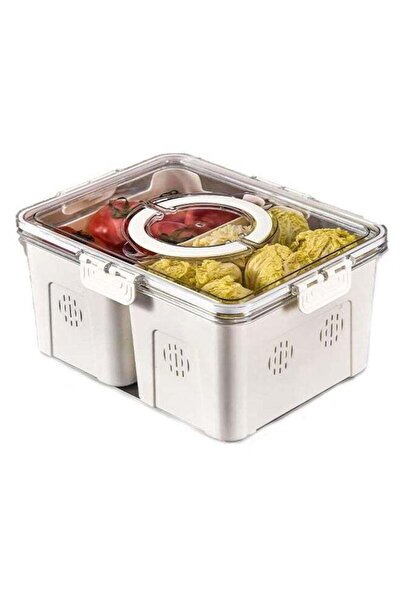 Arabest منظم ثلاجة قابل للتكديس مع سلتين لتصريف المياه، وحاوية لتخزين الطعام ...