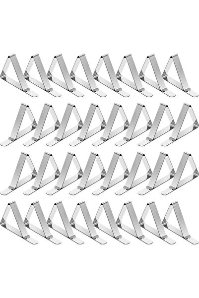 Arabest مجموعة من 32 مشبكًا من الفولاذ المقاوم للصدأ لتثبيت مفرش طاولة ، مشاب...