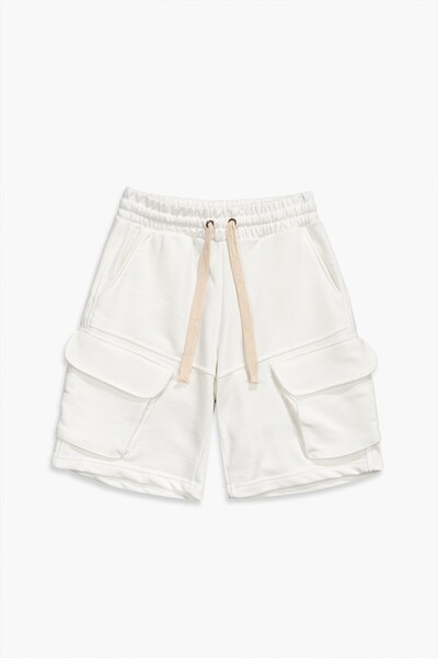 Plus Eighteen White Color Men's Multi Pocket Cargo Shorts