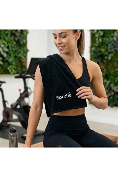 Sportie 100% βαμβακερή μαύρη αθλητική και αθλητική πετσέτα