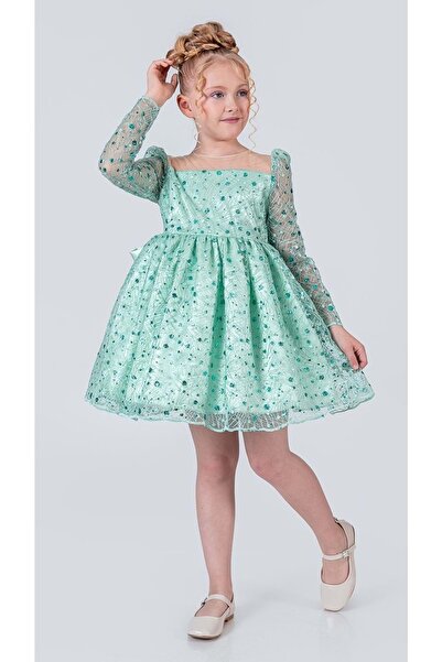 Mnk Baby&Kids فستان سهرة للفتيات من روش ليبا M00783 أخضر