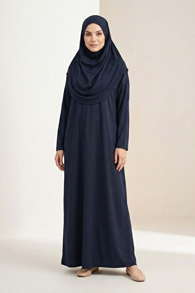 Mnk Baby&Kids عباءة صلاة نسائية عملية مع حجاب M00802 باللون الأزرق الداكن